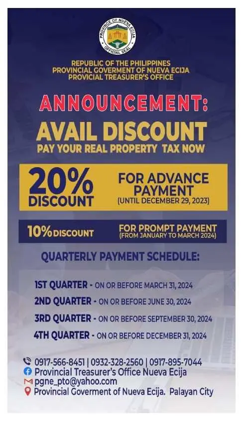 Invest in Progress: Avail Special Provincial Discounts – Pay Your Real Property Tax Today!
